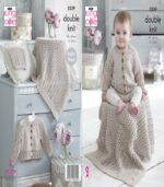 Pattern 5239 Raglan Cardigan, Blanket & Hat Knitted in Baby Glitz DK