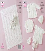 Pattern 5359 Jacket, Matinee Coat, Angel Top, Hat, Bootees & Blanket Knitted in Comfort DK