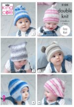 Pattern 5105 Hats knitted in King Cole Cottonsoft