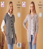 Pattern 5721 - Waistcoat and Jacket knitted in King Cole Fashion Aran