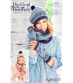 Pattern 9796 - Textured Hats, Snoods and Wrist Warmers in Highland Heathers DK - Stylecraft