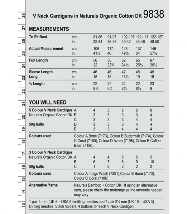 Pattern 9838 - V Neck Cardigans in Naturals Organic Cotton DK - Stylecraft - Image 3