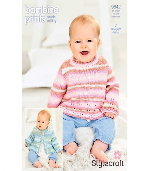 Pattern 9842 - Cardigan and Sweater in Bambino Prints DK - Stylecraft - Image 2